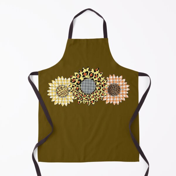 Item preview, 3 Sunflowers with Leopard and Yellow Gingham Plaid Harvest designed and sold by funnytshirtemp.