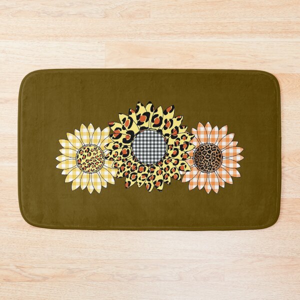 Item preview, 3 Sunflowers with Leopard and Yellow Gingham Plaid Harvest designed and sold by funnytshirtemp.