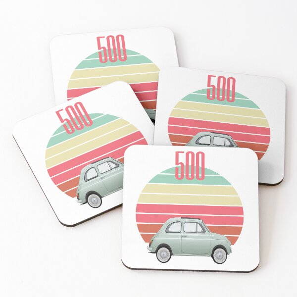 Artikelvorschau, Vintage Fiat 500, rosa Pastell-Regenbogen-Sonnenuntergang rundes Design entworfen und verkauft von MiloHarris.