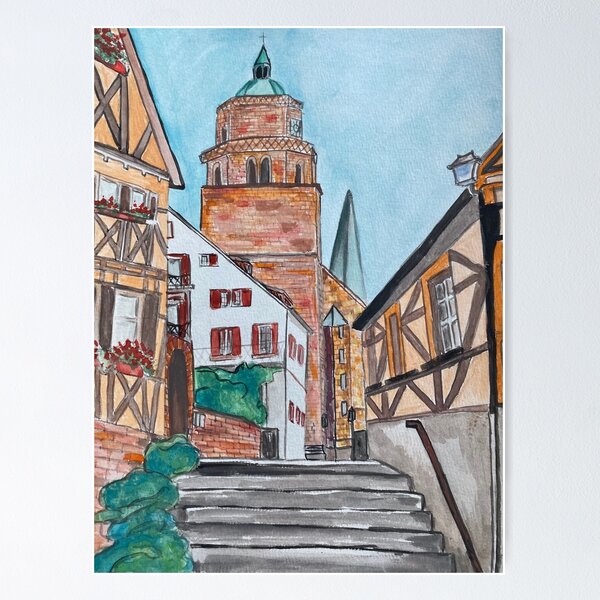 Item preview, Weil Der Stadt Germany Watercolor  designed and sold by Kamottel.