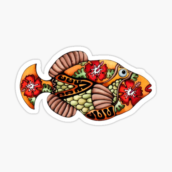  Humuhumunukunukuapua`a Hawaiian Trigger Hibiscus Fish Sticker