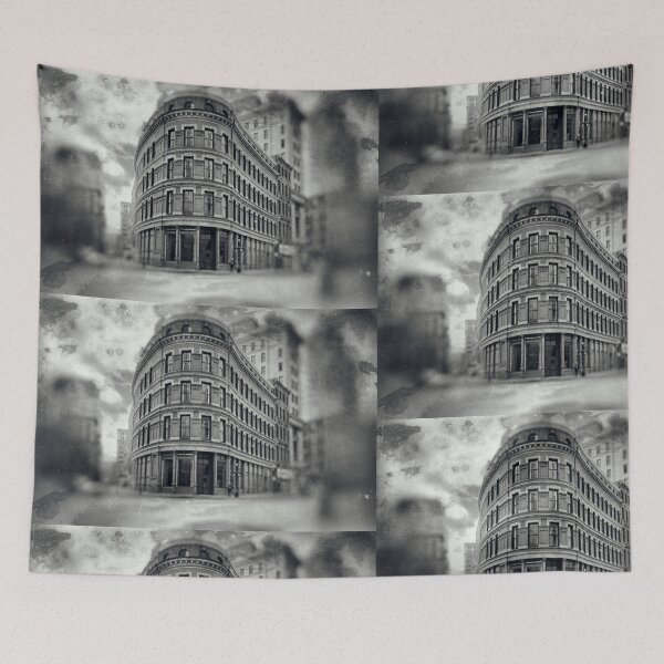 Item preview, Smudged Old Flat Iron Building at Corner of Franklin and Devonshire Boston Massachusetts designed and sold by Stephen Orsillo.