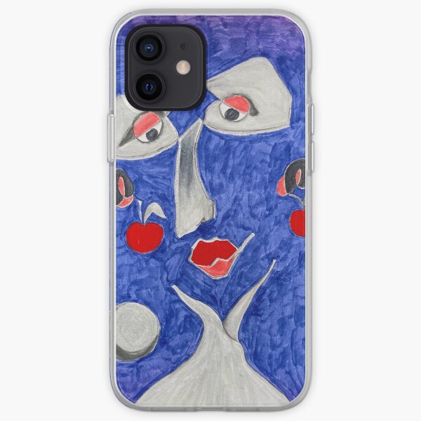 Blue face with cherries iPhone Soft Case