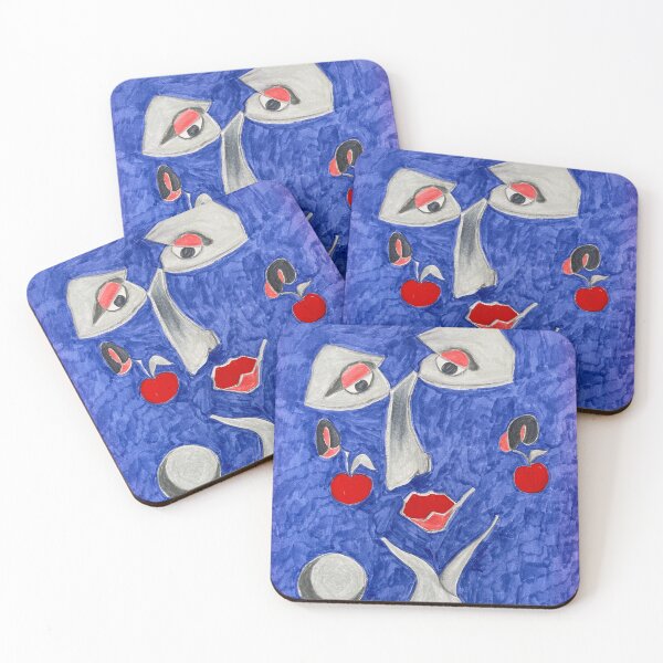 Item preview, Blue face with cherries designed and sold by Sarah Curtiss.