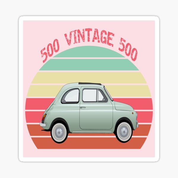 Item preview, Vintage Fiat 500,pink pastel rainbow sunset round design designed and sold by MiloHarris.