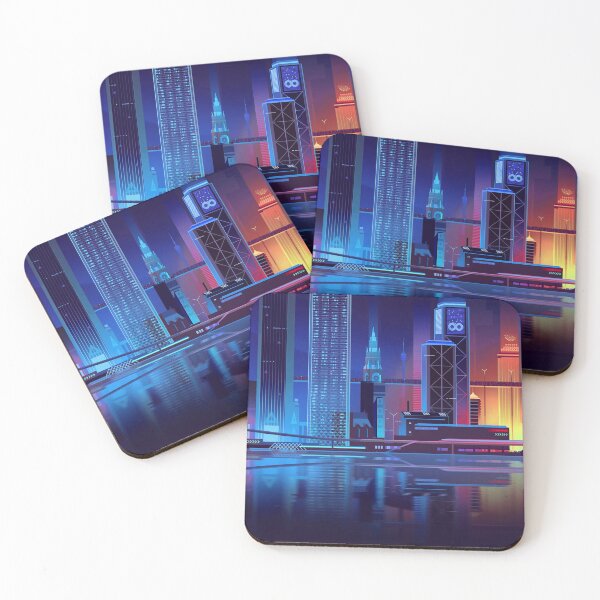 Item preview, Gold & Sapphire neon skyscrapers  designed and sold by NexusArts.