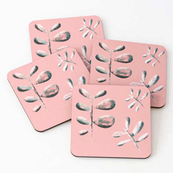 Item preview, Pink tropical leaves, abstract art, modern, minimal designed and sold by hvasilevshop.