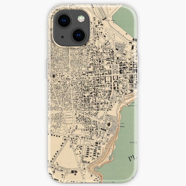 Ancienne carte de Dakar Sénégal (1925) Atlas de la capitale sénégalaise vintage Coque souple iPhone