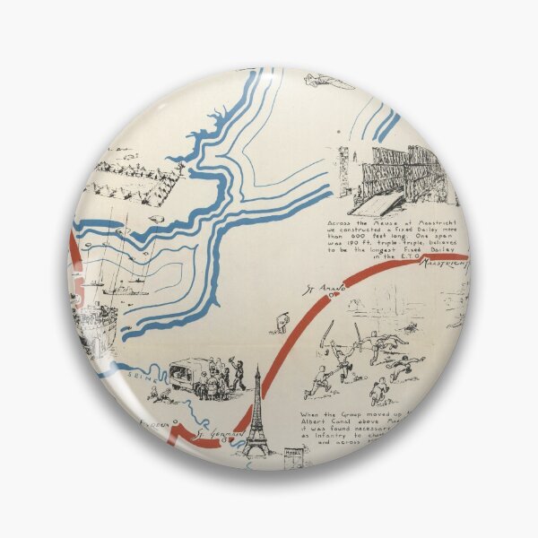 Item preview, Old WWII 1104 Engineer Combat Group Route (1945) Vintage D-Day to V-Day US Military Map designed and sold by BravuraMedia.