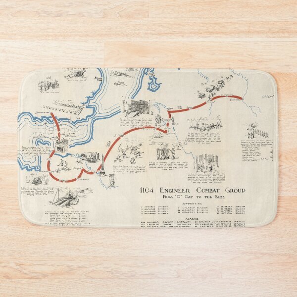Item preview, Old WWII 1104 Engineer Combat Group Route (1945) Vintage D-Day to V-Day US Military Map designed and sold by BravuraMedia.