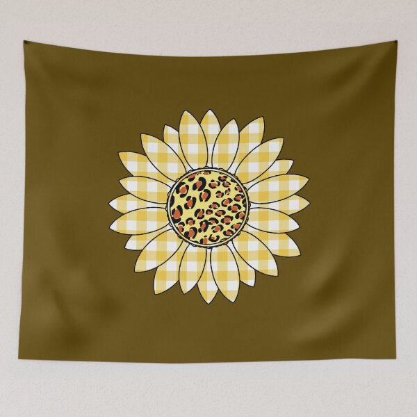 Item preview, Sunflower with Leopard and Yellow Gingham Plaid Harvest designed and sold by funnytshirtemp.