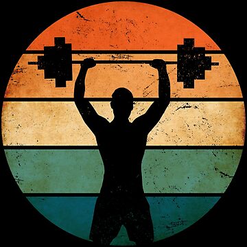 Vintage Sunset Weightlifting Gift For Weightlifters - Weightlifting -  Sticker