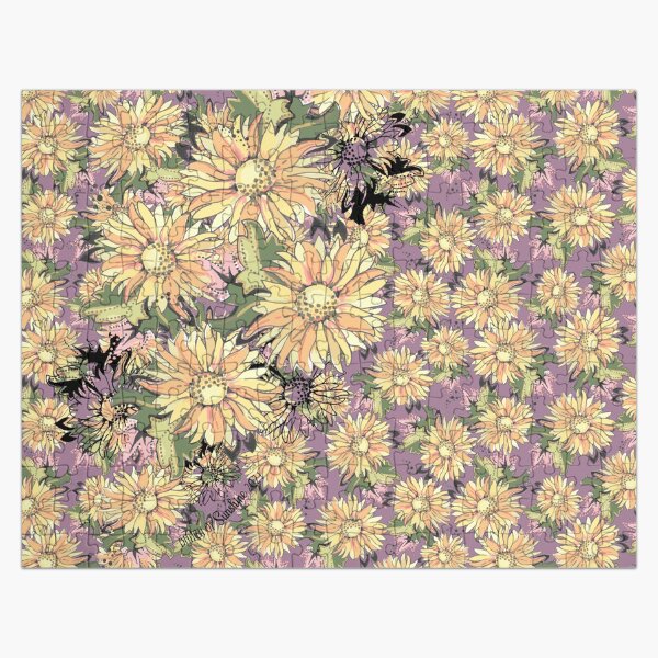 Colorful Floral Sunflowers with a Vintage Cool Hand Jigsaw Puzzle