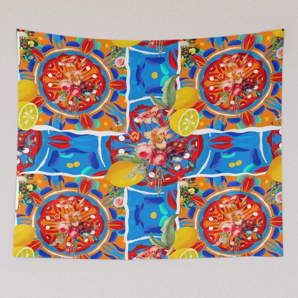 Item preview, Summer citrus ,boho,floral Mediterranean style ,lemon fruit pattern  designed and sold by MariaMarinova.