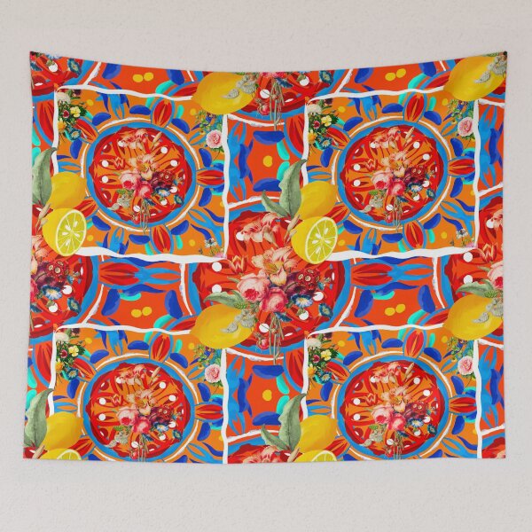 Item preview, Summer citrus ,boho,floral Mediterranean style ,lemon fruit pattern  designed and sold by MariaMarinova.