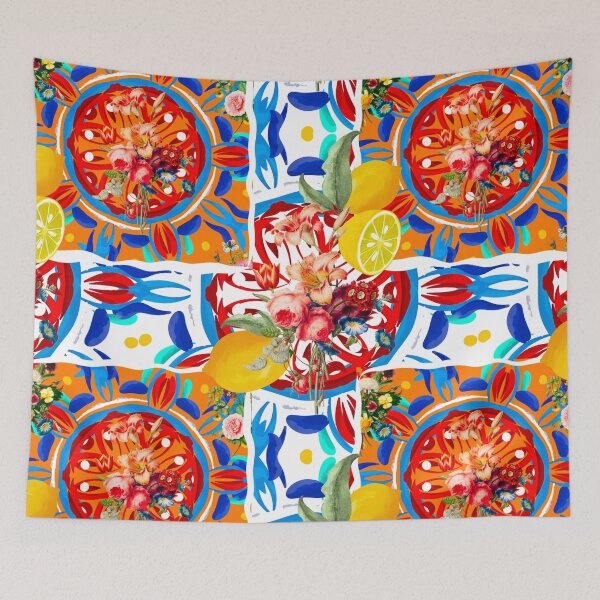 Item preview, Summer citrus ,boho,floral Mediterranean style ,lemon fruit pattern  designed and sold by MariaMarinova.