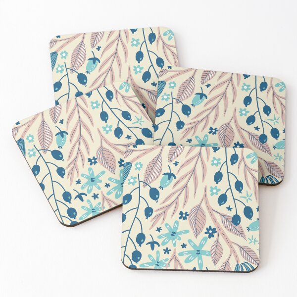 Item preview, Peach Blue Aqua Beige Floral | Floral Wallpaper designed and sold by RizaMonera.