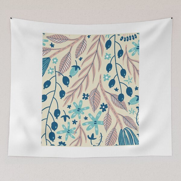 Artikelvorschau, Pfirsichblau Aqua Beige Blumen | Blumentapete entworfen und verkauft von RizaMonera.