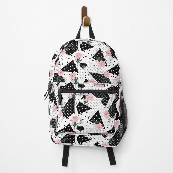 Item preview, Black and White Polka dot with oriental blooming soft pink flowers, Black and White Polka dot Pattern, Black and White Polka dot Design, Polka Dot designed and sold by graphic-genie.