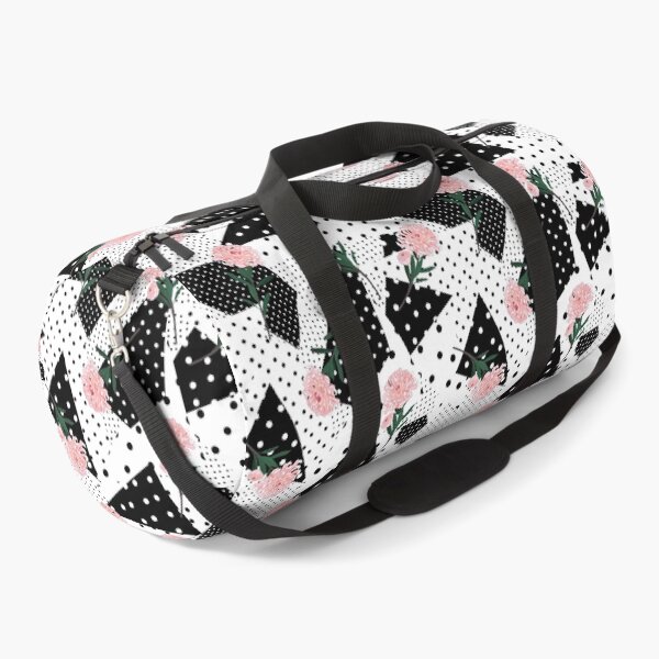Item preview, Black and White Polka dot with oriental blooming soft pink flowers, Black and White Polka dot Pattern, Black and White Polka dot Design, Polka Dot designed and sold by graphic-genie.