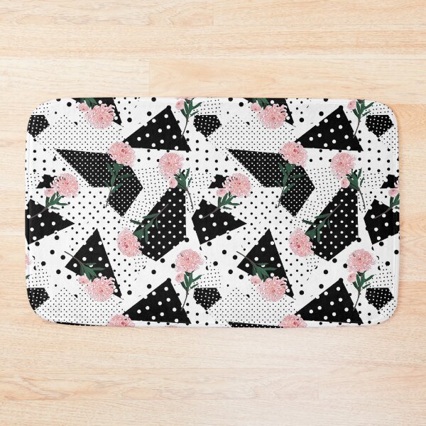 Item preview, Black and White Polka dot with oriental blooming soft pink flowers, Black and White Polka dot Pattern, Black and White Polka dot Design, Polka Dot designed and sold by graphic-genie.