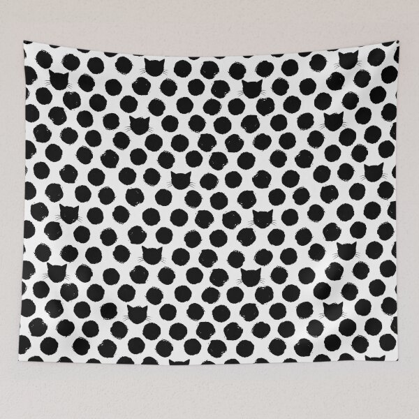 Item preview, Cat Faces and Polka dot, Black and White Polka dot with cat faces, Black and White Polka dot Pattern, Black and White Polka dot Design, Polka Dot designed and sold by graphic-genie.