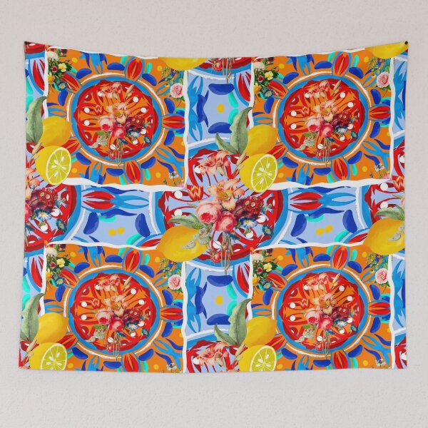 Item preview, Summer citrus ,boho,floral Mediterranean style ,lemon fruit pattern  designed and sold by MariaMarinova.