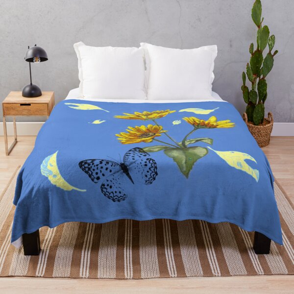 Artikelvorschau, Butterfly Flower Sunshine Blue, ich liebe Pflanzen, Flora, elegantes Design entworfen und verkauft von BoastInArt.