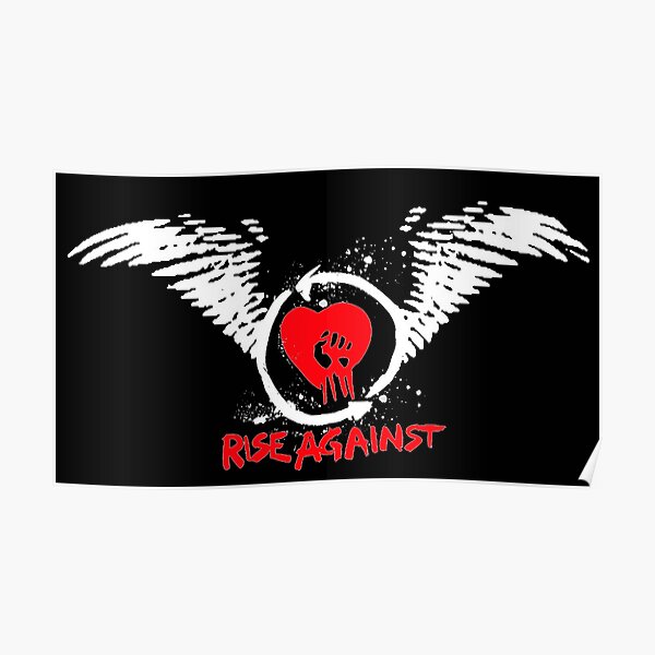 Rise Against - Grunge wings graffiti graphic, with white. Awesome punk rock / alternative band. Poster