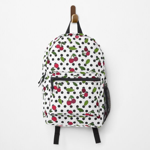 Item preview, Black and White Polka dot with Pink cherry and leaves, Black and White Polka dot Pattern, Black and White Polka dot Design, Polka Dot designed and sold by graphic-genie.