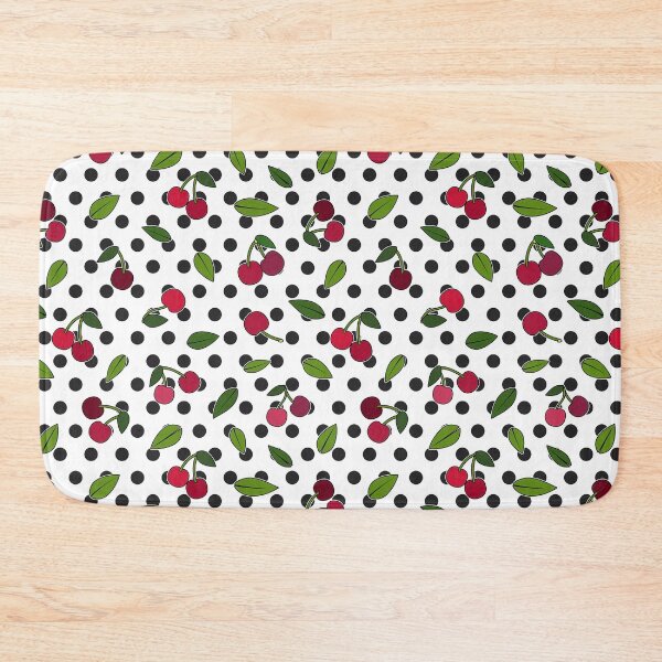 Item preview, Black and White Polka dot with Pink cherry and leaves, Black and White Polka dot Pattern, Black and White Polka dot Design, Polka Dot designed and sold by graphic-genie.