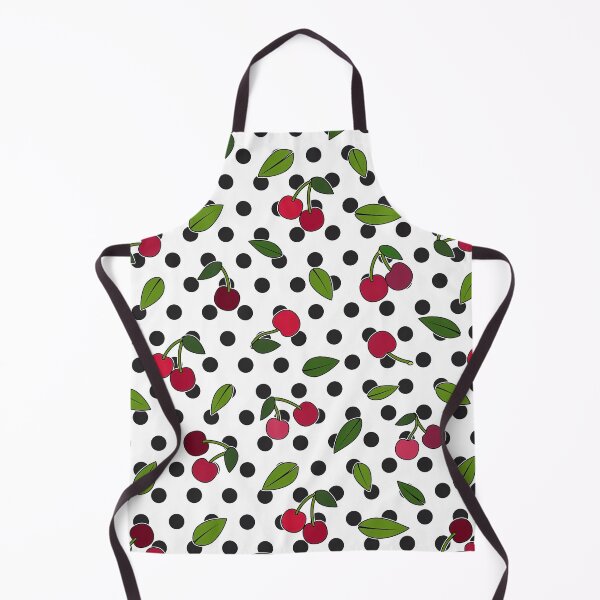 Item preview, Black and White Polka dot with Pink cherry and leaves, Black and White Polka dot Pattern, Black and White Polka dot Design, Polka Dot designed and sold by graphic-genie.