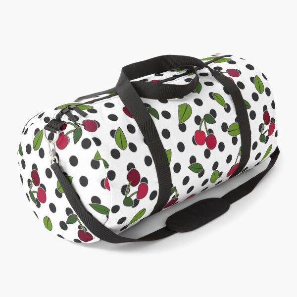 Item preview, Black and White Polka dot with Pink cherry and leaves, Black and White Polka dot Pattern, Black and White Polka dot Design, Polka Dot designed and sold by graphic-genie.