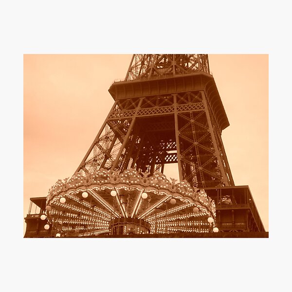 Item preview, Eiffel Tower Carousel in sepia designed and sold by Caroline Clarkson.