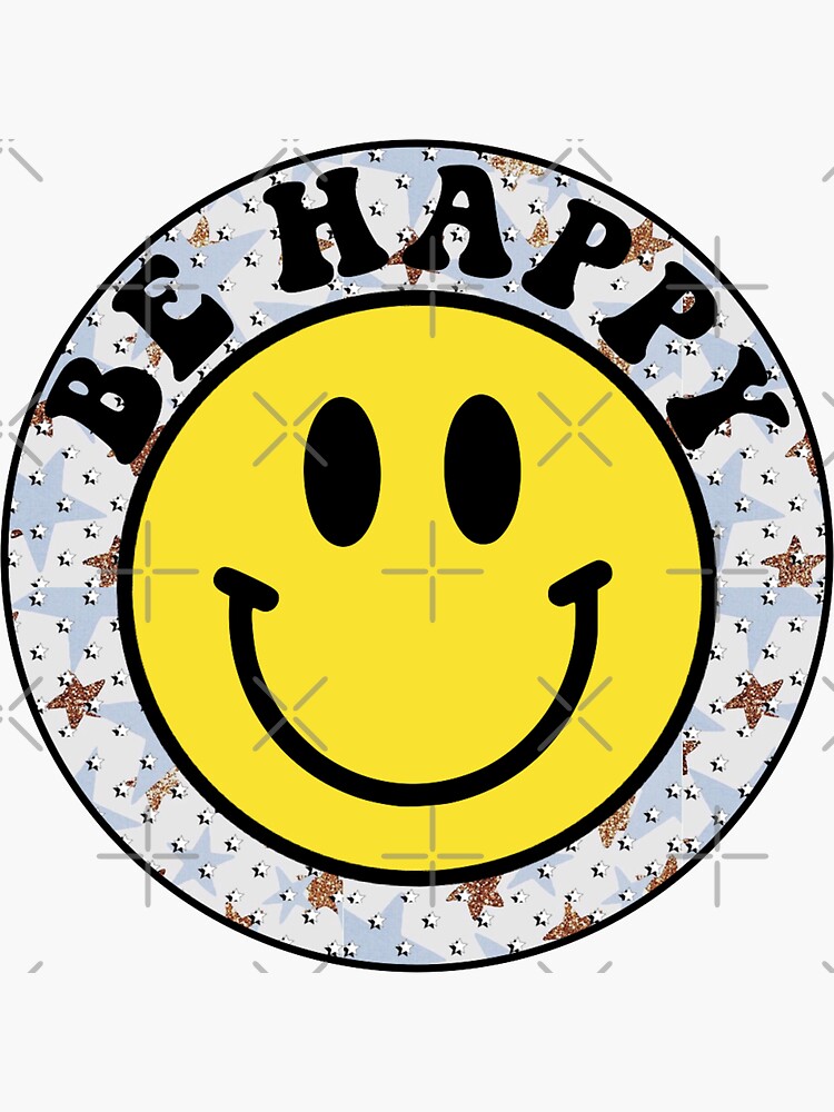 Be Happy Smiley Face Sticker for Sale by samantha brachman