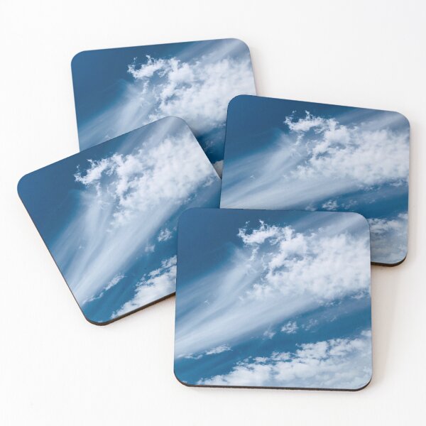 Item preview, Blue Sky White Clouds Jet Stream over Lake Beach designed and sold by HppyStrngHelthy.