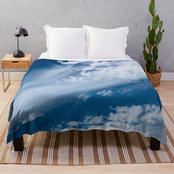 Item preview, Blue Sky White Clouds Jet Stream over Lake Beach designed and sold by HppyStrngHelthy.