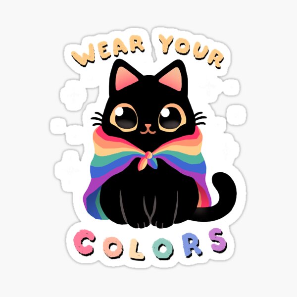 Lgbt Pride Cat Kawaii Rainbow Kitty Wear Your Colors Sticker For