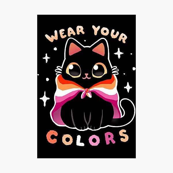 Lesbian Lgbt Pride Cat Kawaii Rainbow Kitty Wear Your Colors