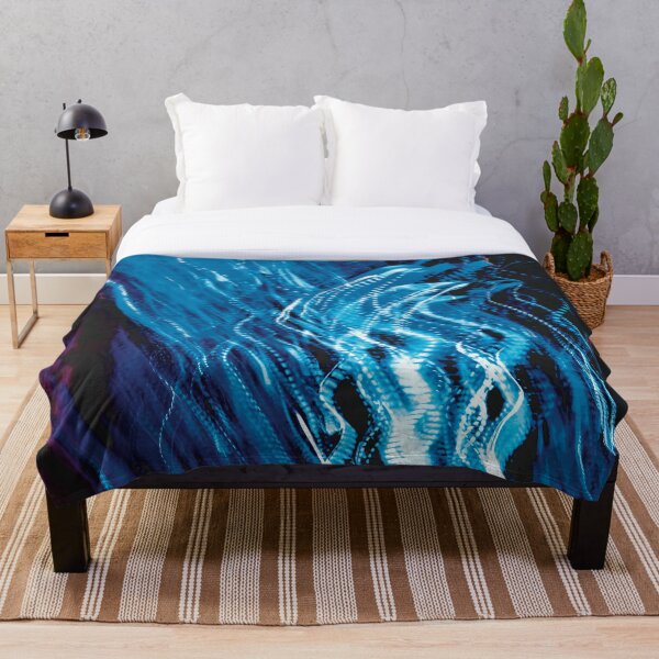 Item preview, Prussian Blue Abstract Energy Wave Wall Art Pattern Two designed and sold by CreativeShutter.
