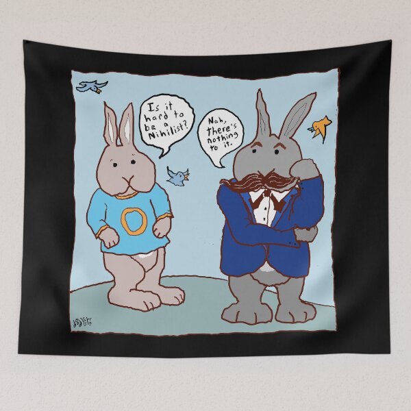 Item preview, Is it hard to be a Nihilist? Nietzsche schools the Bunny funny cartoon designed and sold by davidscohen.