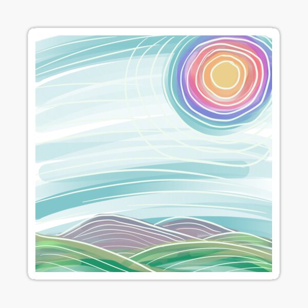 Peaceful Lined Simple Landscape Sticker