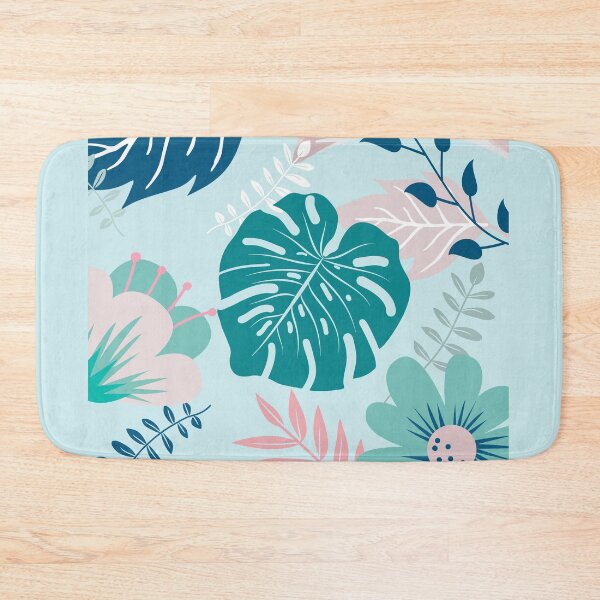 Item preview, Sky Bule and Green Monstera and Flowers Art  designed and sold by JooArtPrints  ★★★★★.