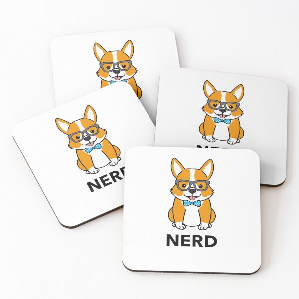Item preview, NERD corgi dog in glasses and bowtie designed and sold by littlerhody.