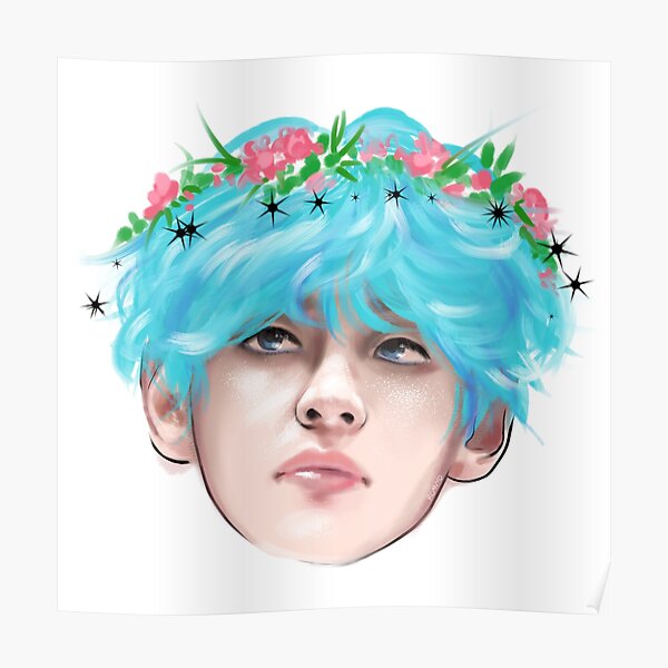 Taehyung Blue Hair Posters for Sale | Redbubble