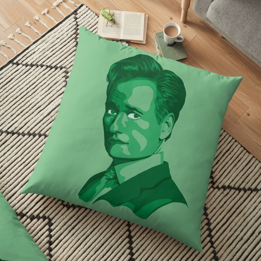 Conan O'Brien Portrait - Green Floor Pillow