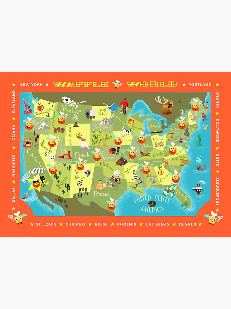 "Waffle World Map " Sticker for Sale by Bronx2000 Redbubble