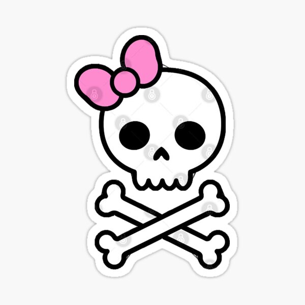 Skull And Crossbones With Bow Sticker