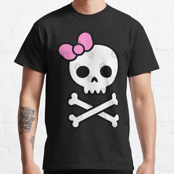 Skull With Cute Pink Bow' Men's T-Shirt