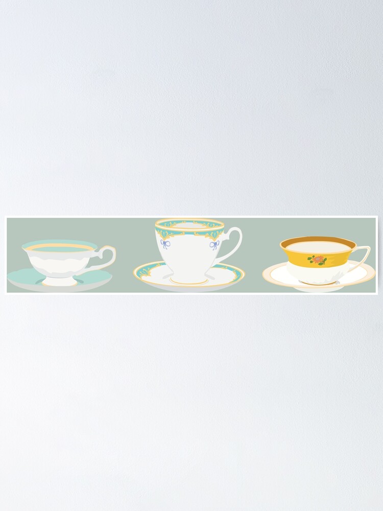 Thumbnail 1 of 3, Poster, 3 Teacups designed and sold by MissBennett.